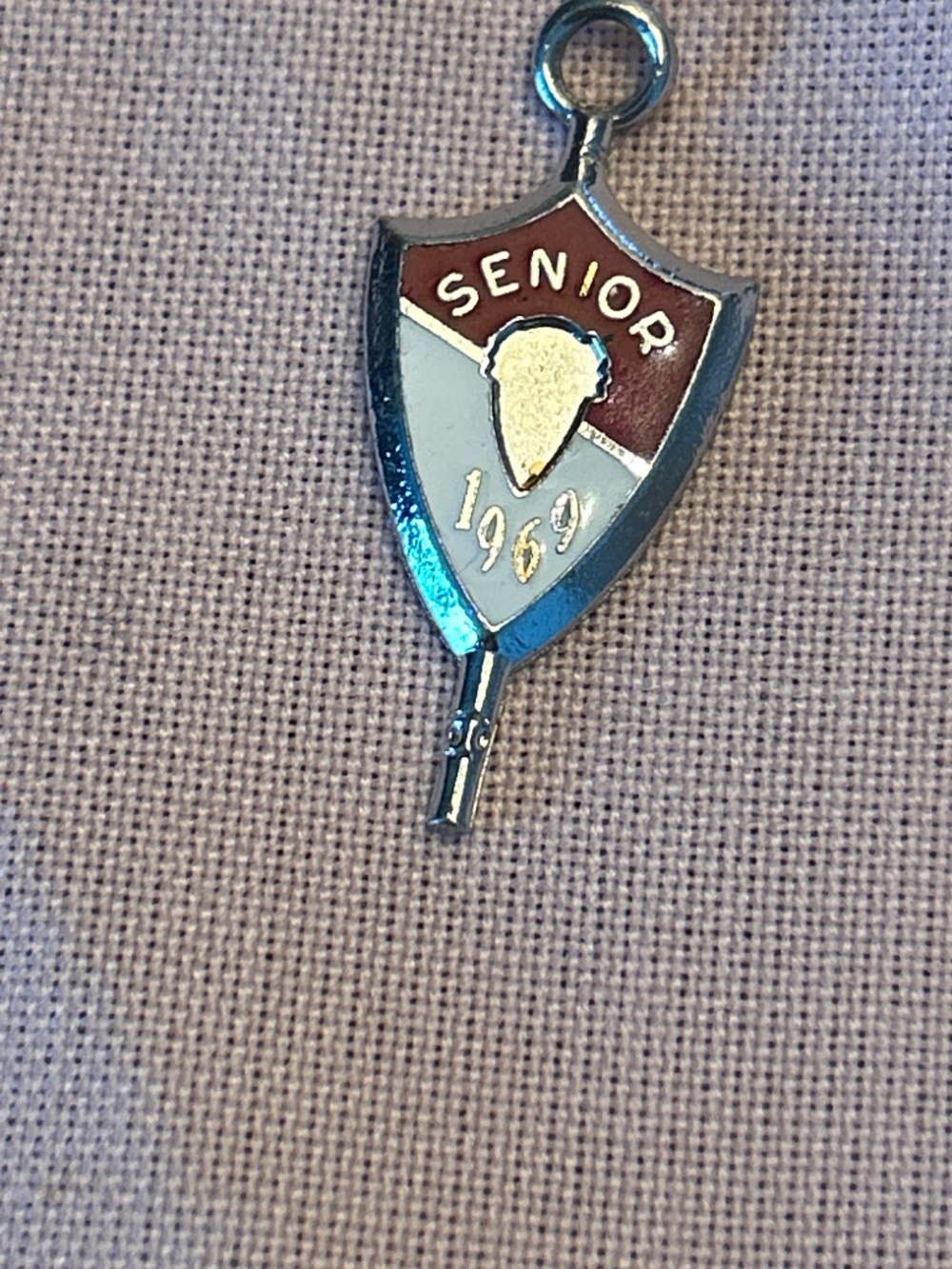 1969 Senior Charm in Silver Tone and Red and Gray